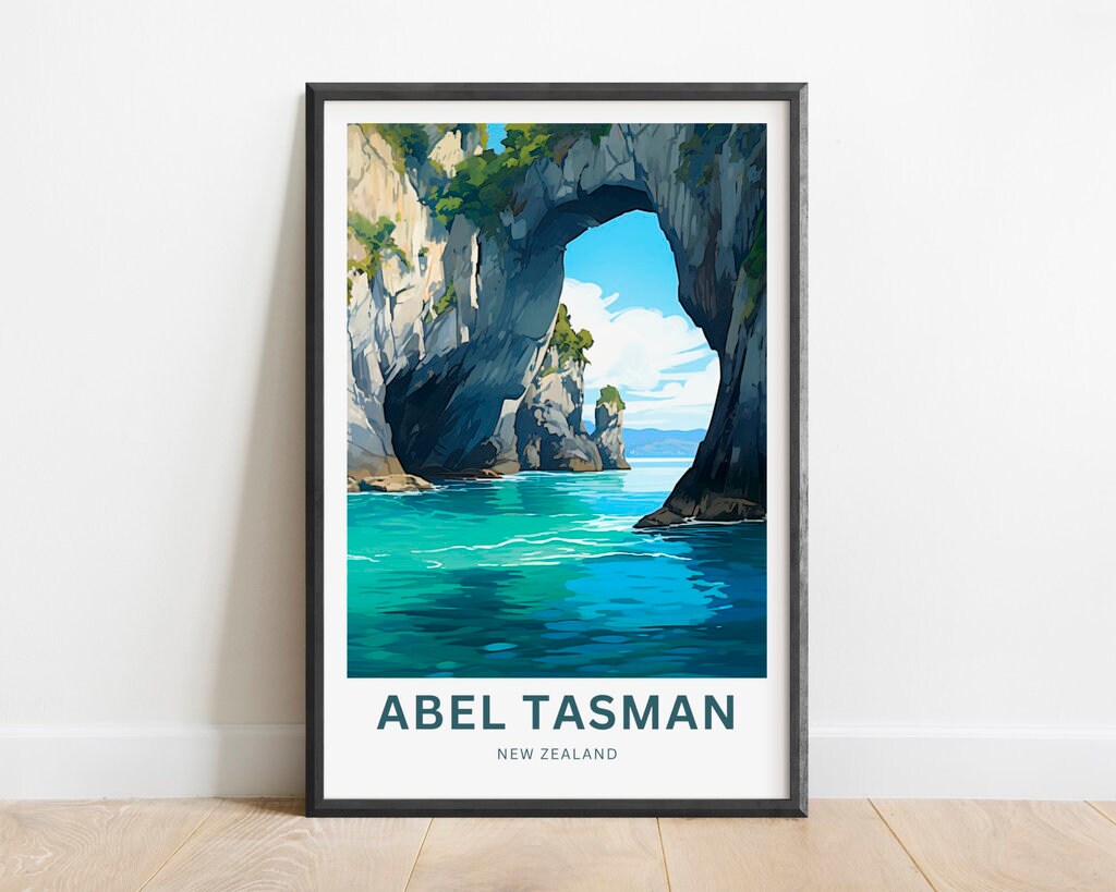 Abel Tasman Park Travel Poster - Blue Waters