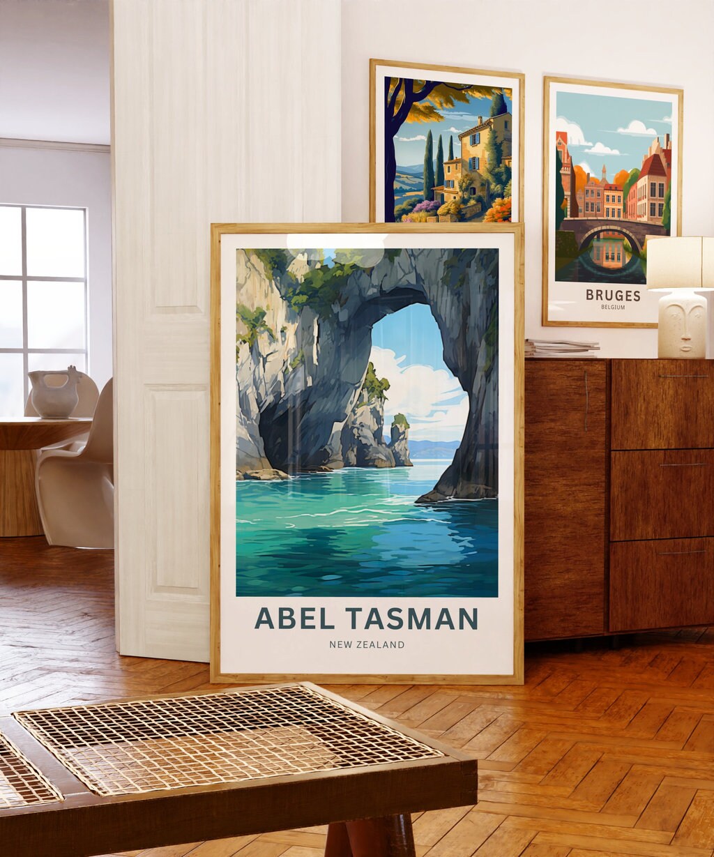 Abel Tasman Park Travel Poster - Blue Waters