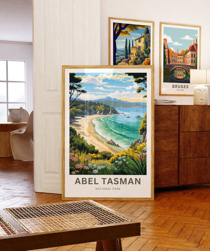 Abel Tasman Park Travel Print - Abel Tasman Park poster, New Zealand Wall Art, Framed present, Gift New Zealand Present - TravelTreasureCo