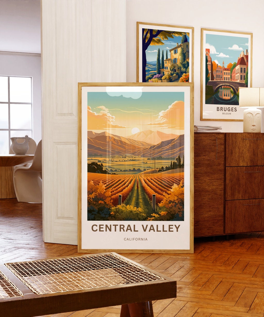 Central Valley Travel Print - Central Valley poster, California Wall Art, Framed present, Gift California Present - TravelTreasureCo