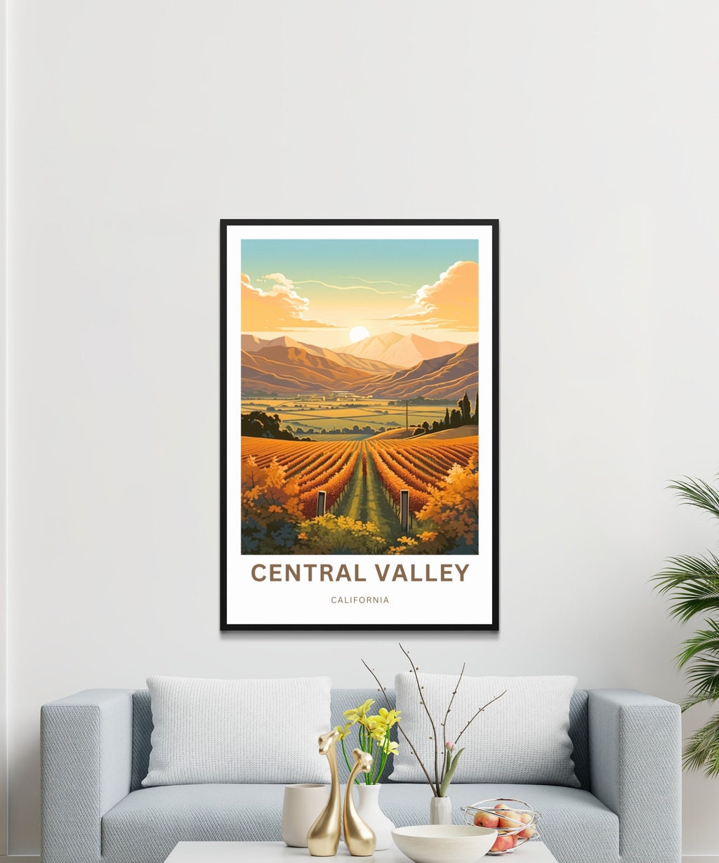 Central Valley Travel Print - Central Valley poster, California Wall Art, Framed present, Gift California Present - TravelTreasureCo