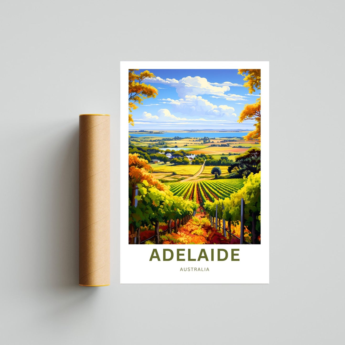 Adelaide Travel Poster - Countryside Wine