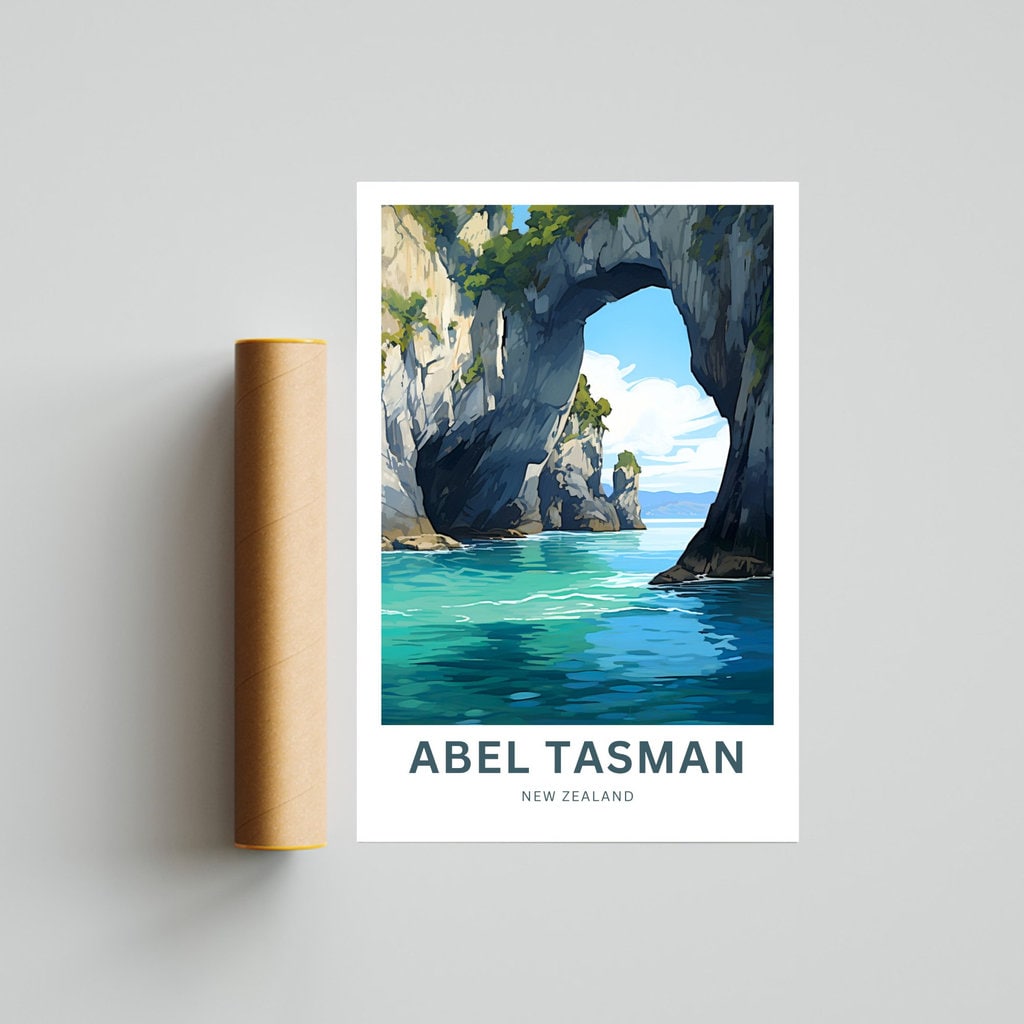 Abel Tasman Park Travel Poster - Blue Waters