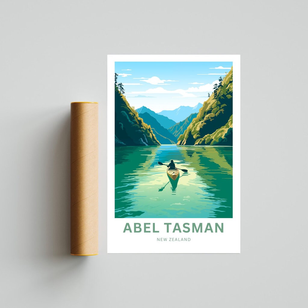 Abel Tasman Park Travel Poster - Mounntains