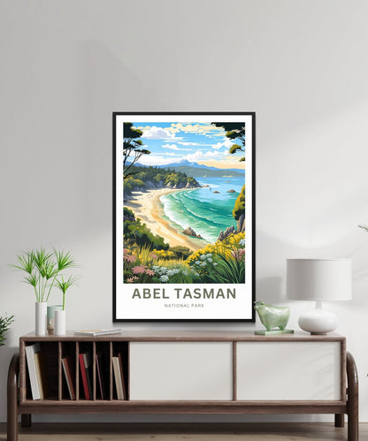 Abel Tasman Park Travel Print - Abel Tasman Park poster, New Zealand Wall Art, Framed present, Gift New Zealand Present - TravelTreasureCo