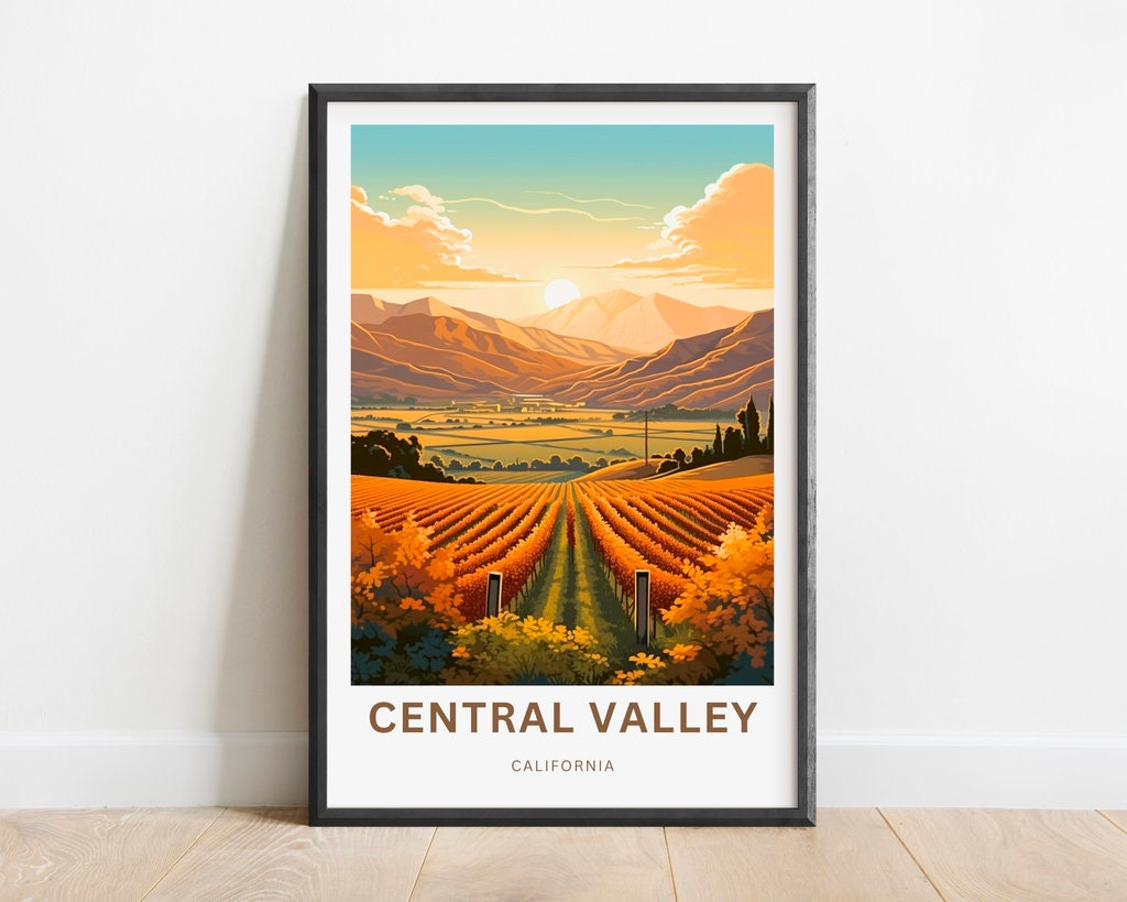 Central Valley Travel Print - Central Valley poster, California Wall Art, Framed present, Gift California Present - TravelTreasureCo