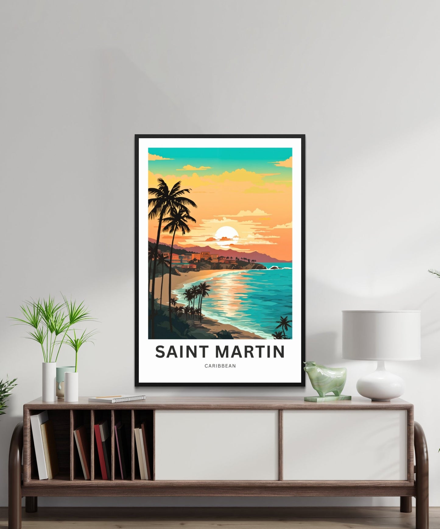 Saint Martin Travel Print - Saint Martin poster, Caribbean Wall Art, Framed present, Gift Sint Maarten Present - TravelTreasureCo