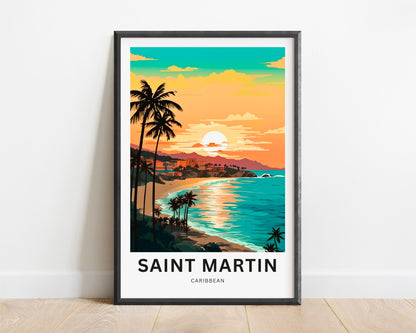 Saint Martin Travel Print - Saint Martin poster, Caribbean Wall Art, Framed present, Gift Sint Maarten Present - TravelTreasureCo