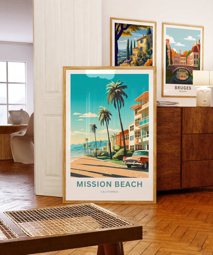 Mission Beach Travel Poster