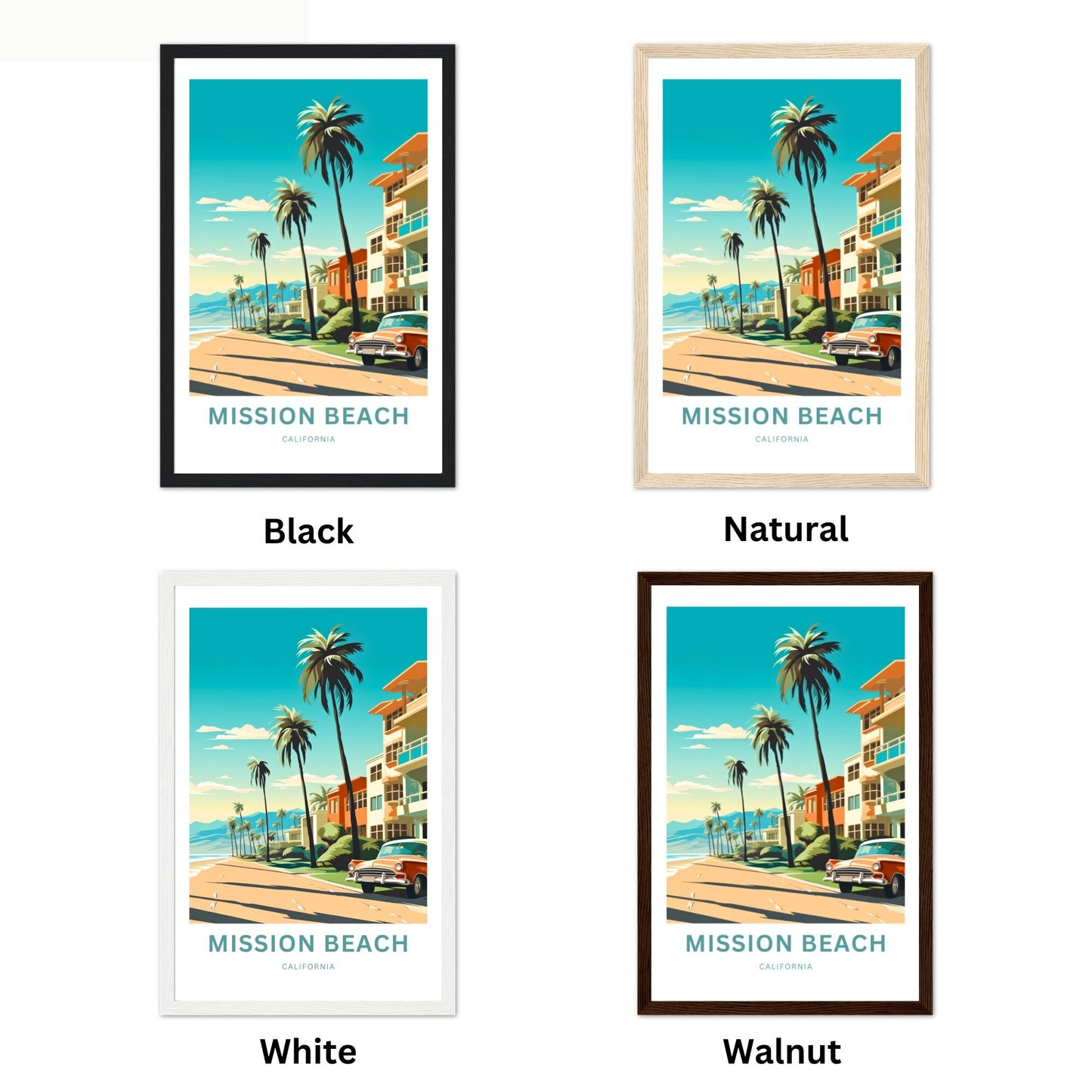 Mission Beach Travel Poster