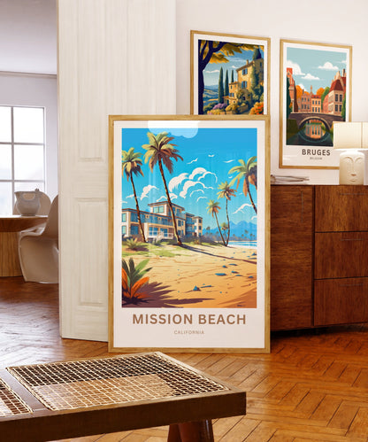 Mission Beach Travel Poster