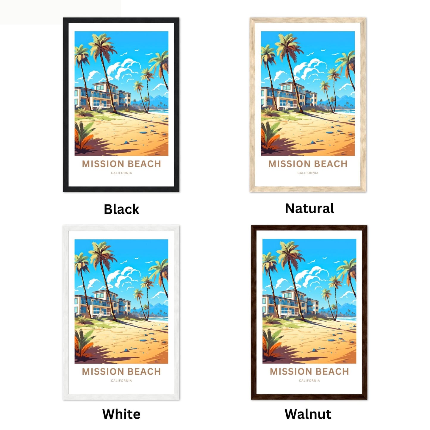 Mission Beach Travel Poster