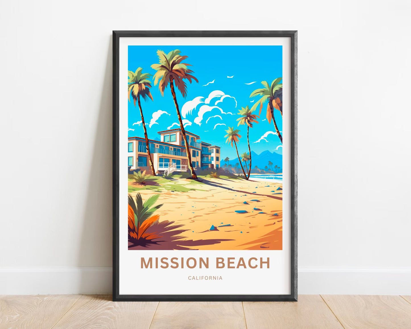 Mission Beach Travel Poster