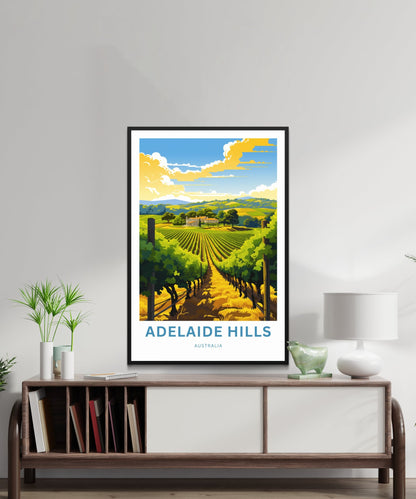 Adelaide Hills Travel Print - Adelaide Hills poster, Australia Wall Art, Framed present, Gift Australia Present, Custom Text - TravelTreasureCo