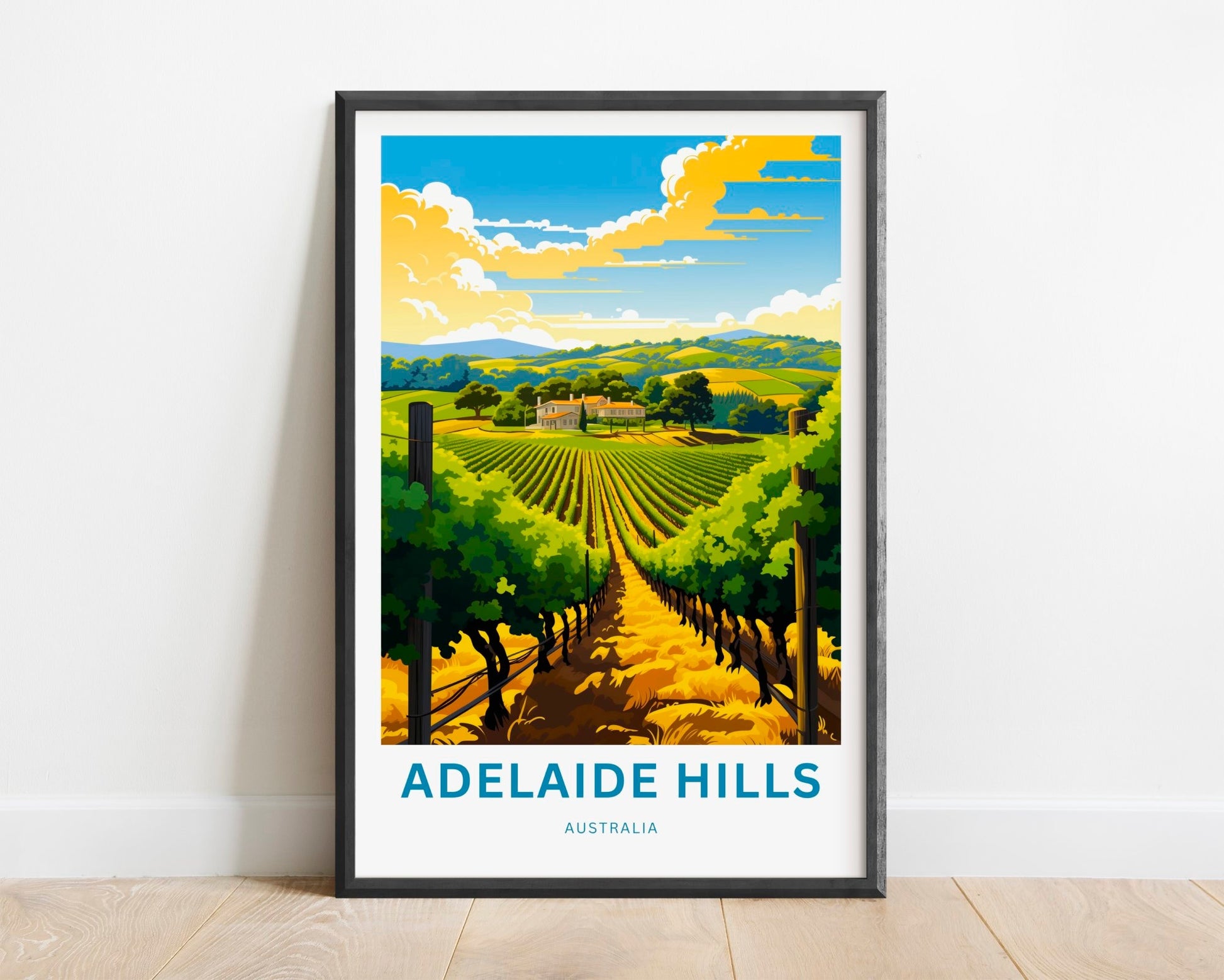 Adelaide Hills Travel Print - Adelaide Hills poster, Australia Wall Art, Framed present, Gift Australia Present, Custom Text - TravelTreasureCo