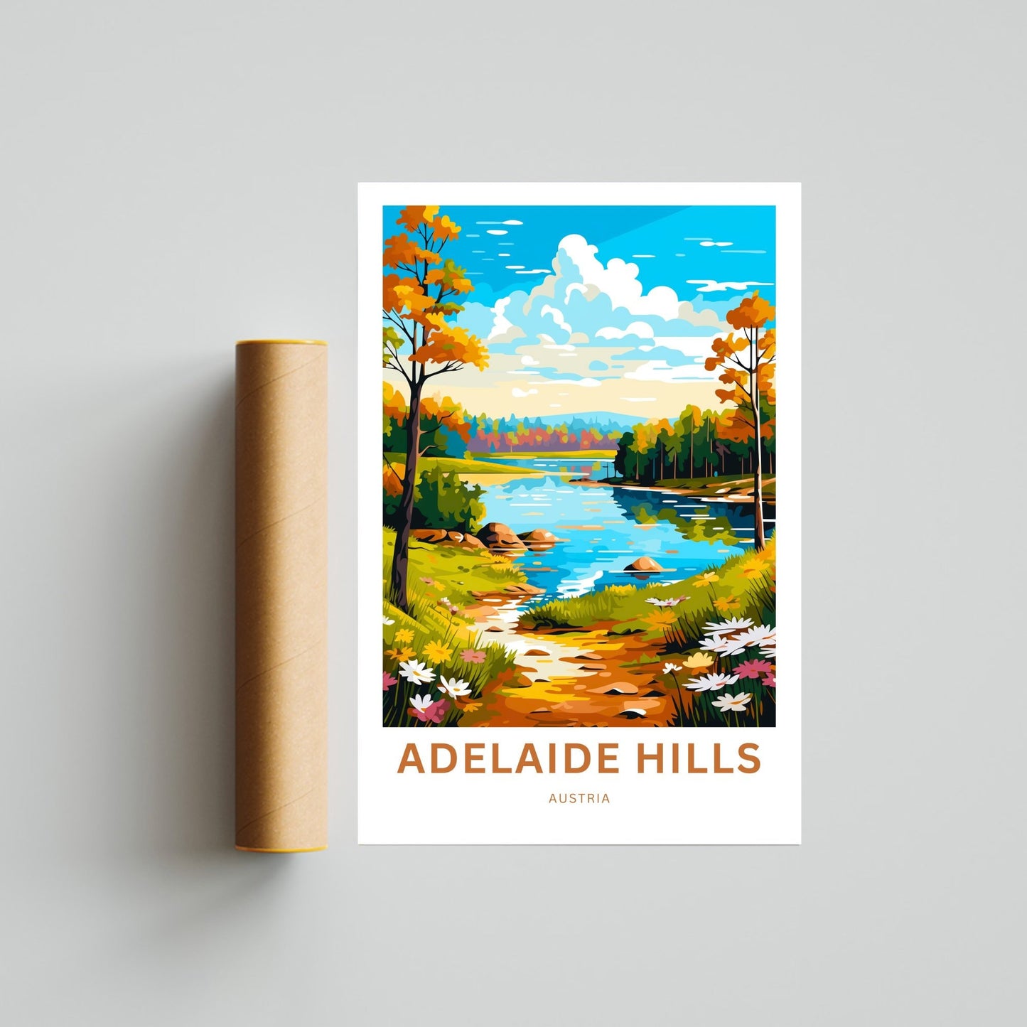 Adelaide Hills Travel Print - Hillside Serenity