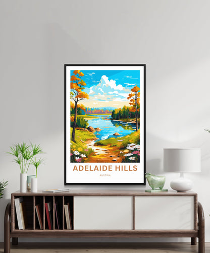 Adelaide Hills Travel Print - Adelaide Hills poster, Australia Wall Art, Framed present, Gift Australia Present, Custom Text - TravelTreasureCo