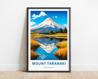 Mount Taranaki Travel Print -Mount Taranaki Travel poster, New Zealand Wall Art, Wall Decor, Framed present, Gift New Zealand Present - TravelTreasureCo