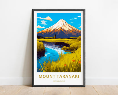 Mount Taranaki Travel Print -Mount Taranaki Travel poster, New Zealand Wall Art, Wall Decor, Framed present, Gift New Zealand Present - TravelTreasureCo