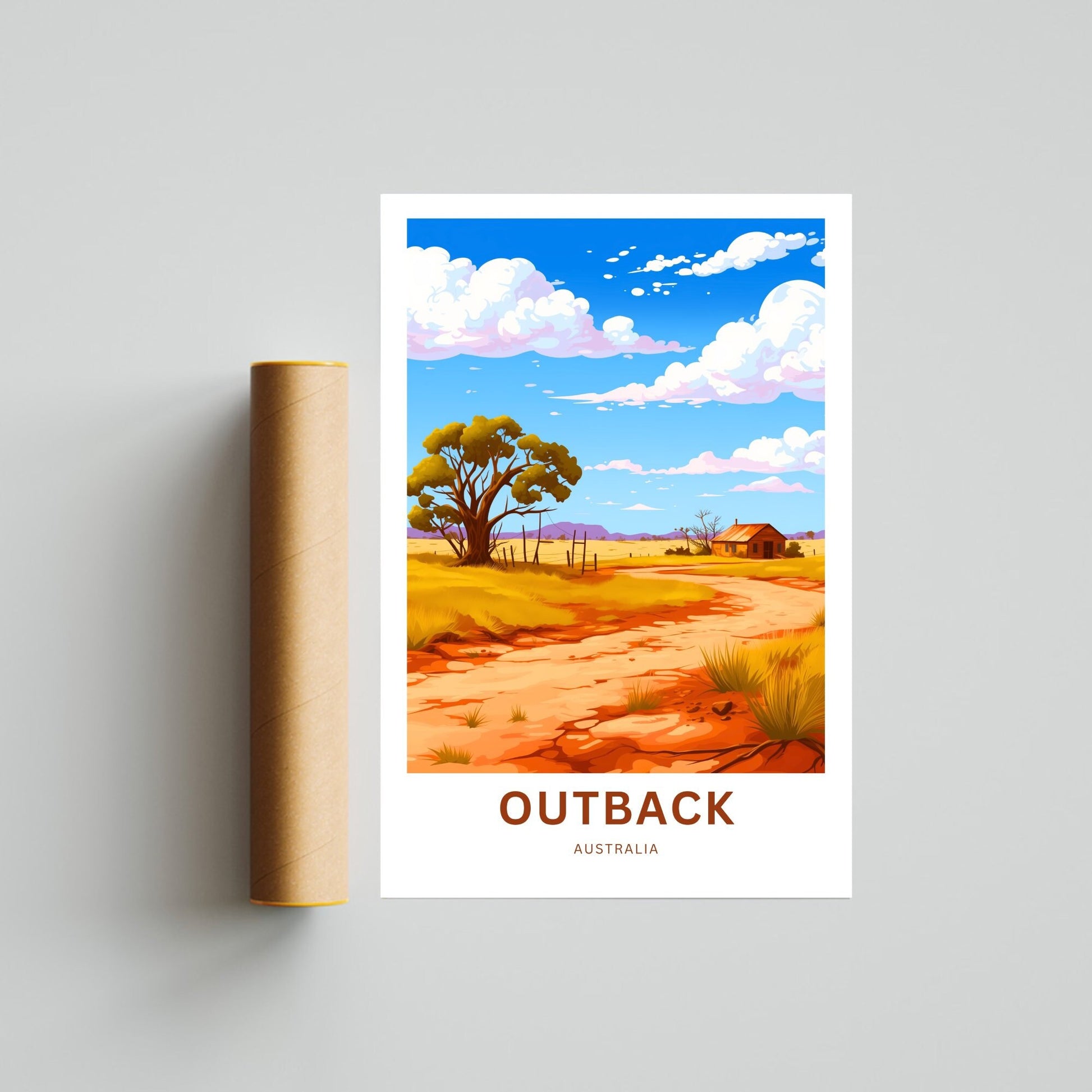 Outback Travel Print - Outback Travel poster, Australia Wall Art, Wall Decor, Framed present, Gift Australia Present, Custom Text - TravelTreasureCo