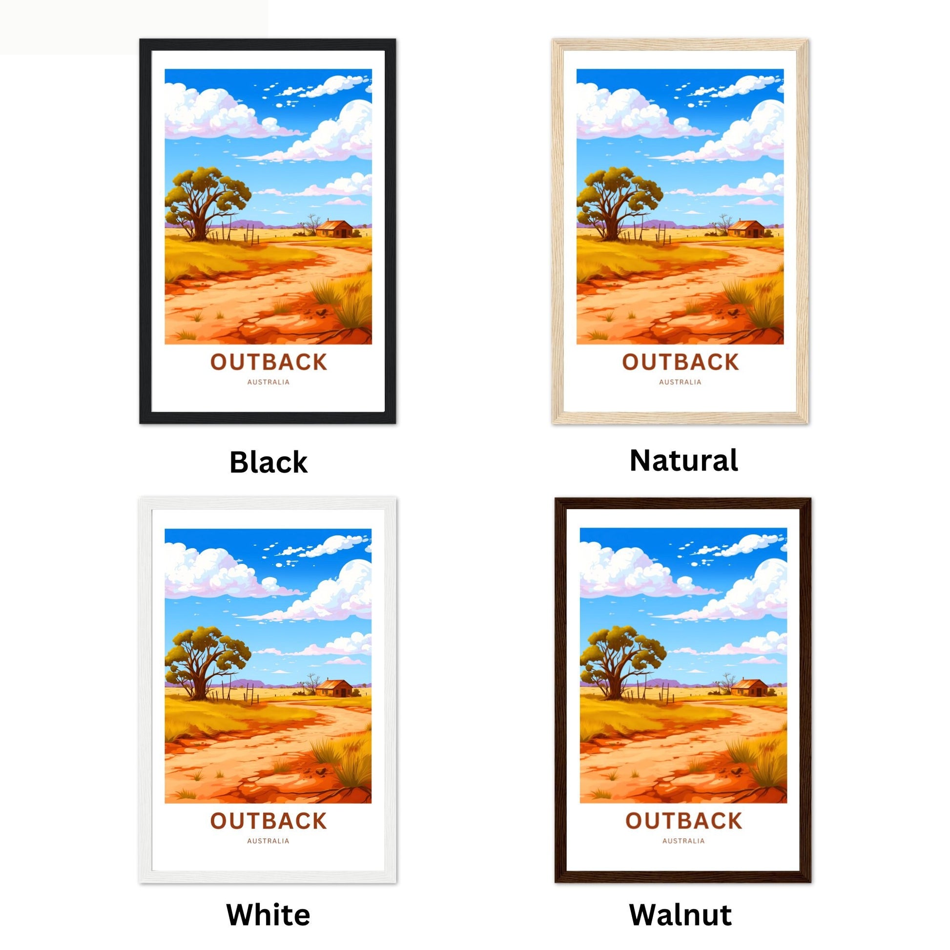 Outback Travel Print - Outback Travel poster, Australia Wall Art, Wall Decor, Framed present, Gift Australia Present, Custom Text - TravelTreasureCo