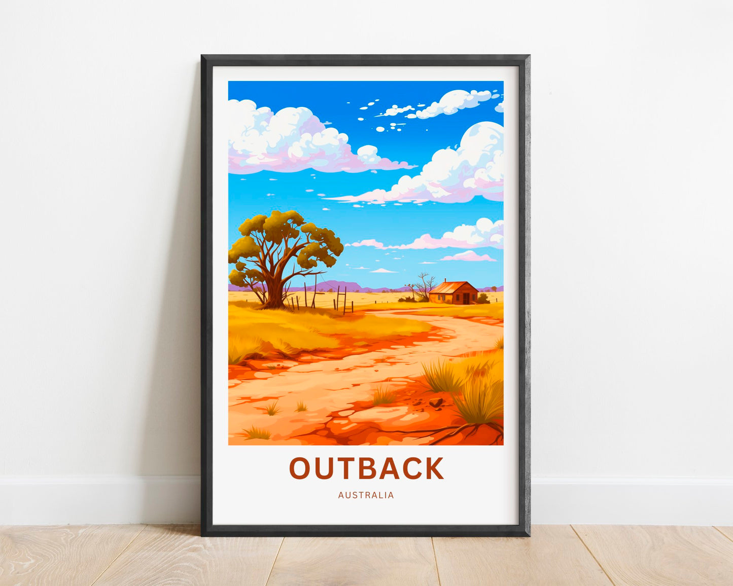 Outback Travel Print - Outback Travel poster, Australia Wall Art, Wall Decor, Framed present, Gift Australia Present, Custom Text - TravelTreasureCo