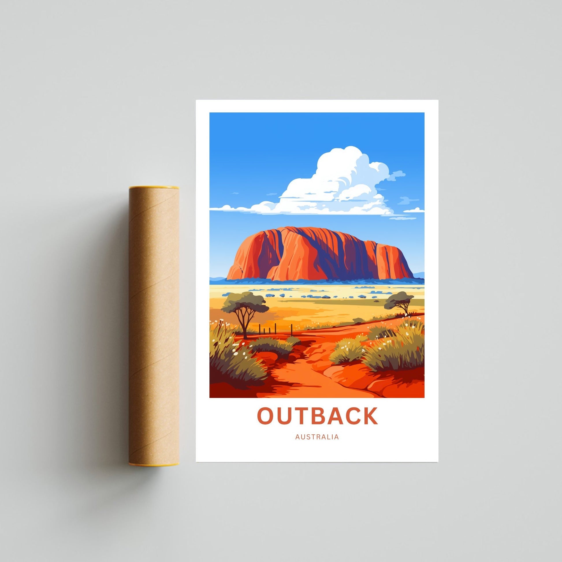 Outback Travel Print - Outback Travel poster, Australia Wall Art, Wall Decor, Gift Australia Present, Custom Text - TravelTreasureCo