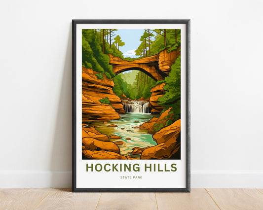 Hocking Hills Travel Print - Hocking Hills State Park poster, Florida Wall Art, United States Framed present, Gift Ohio Present - TravelTreasureCo