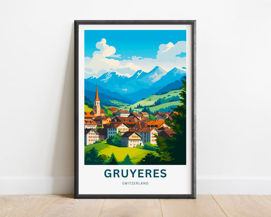 Gruyères Travel Print - Gruyères poster, Switzerland Wall Art, Framed present, Gift Switzerland Present - TravelTreasureCo
