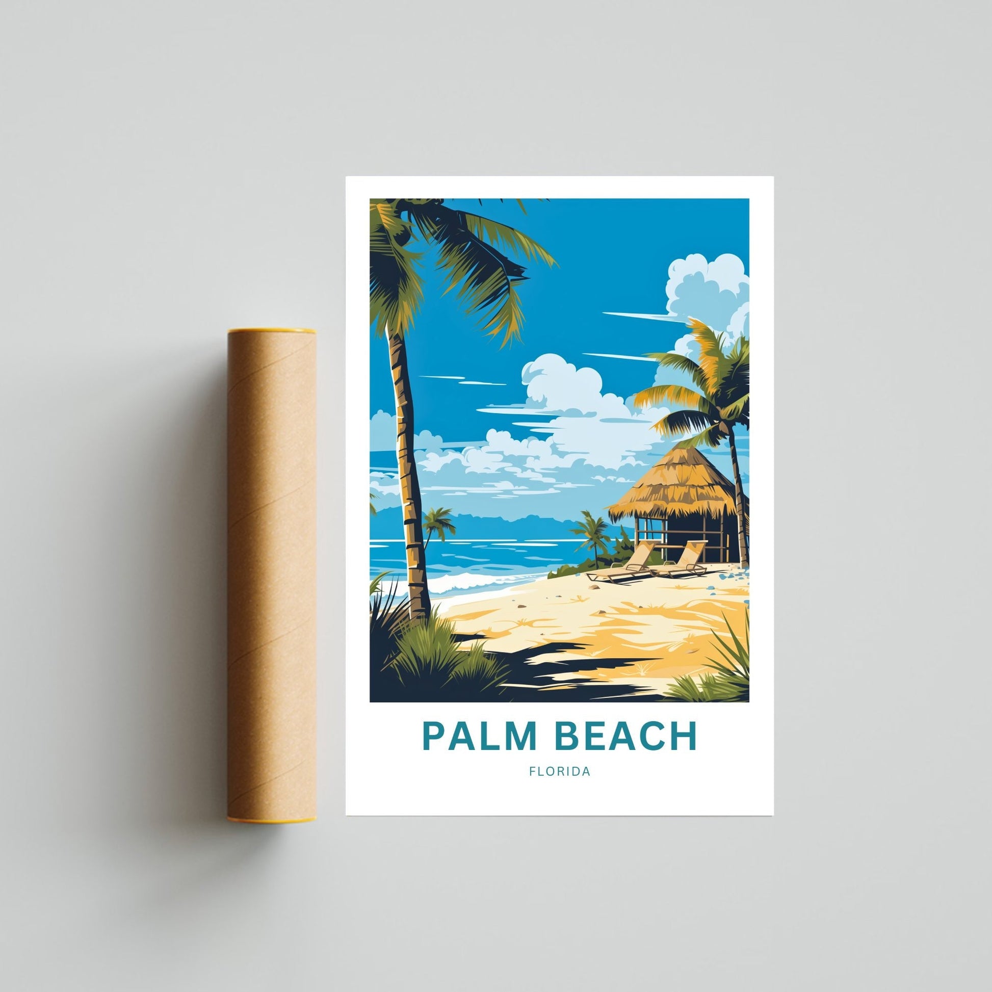 Palm Beach Travel Print - Palm Beach poster, Florida Wall Art, Wall Decor, Framed present, Gift Florida Present - TravelTreasureCo