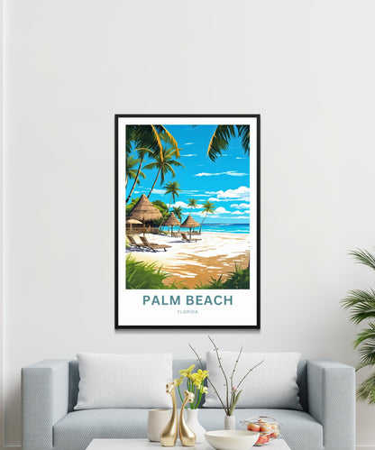 Palm Beach Travel Print - Palm Beach poster, Florida Wall Art, Wall Decor, Framed present, Gift Florida Present - TravelTreasureCo