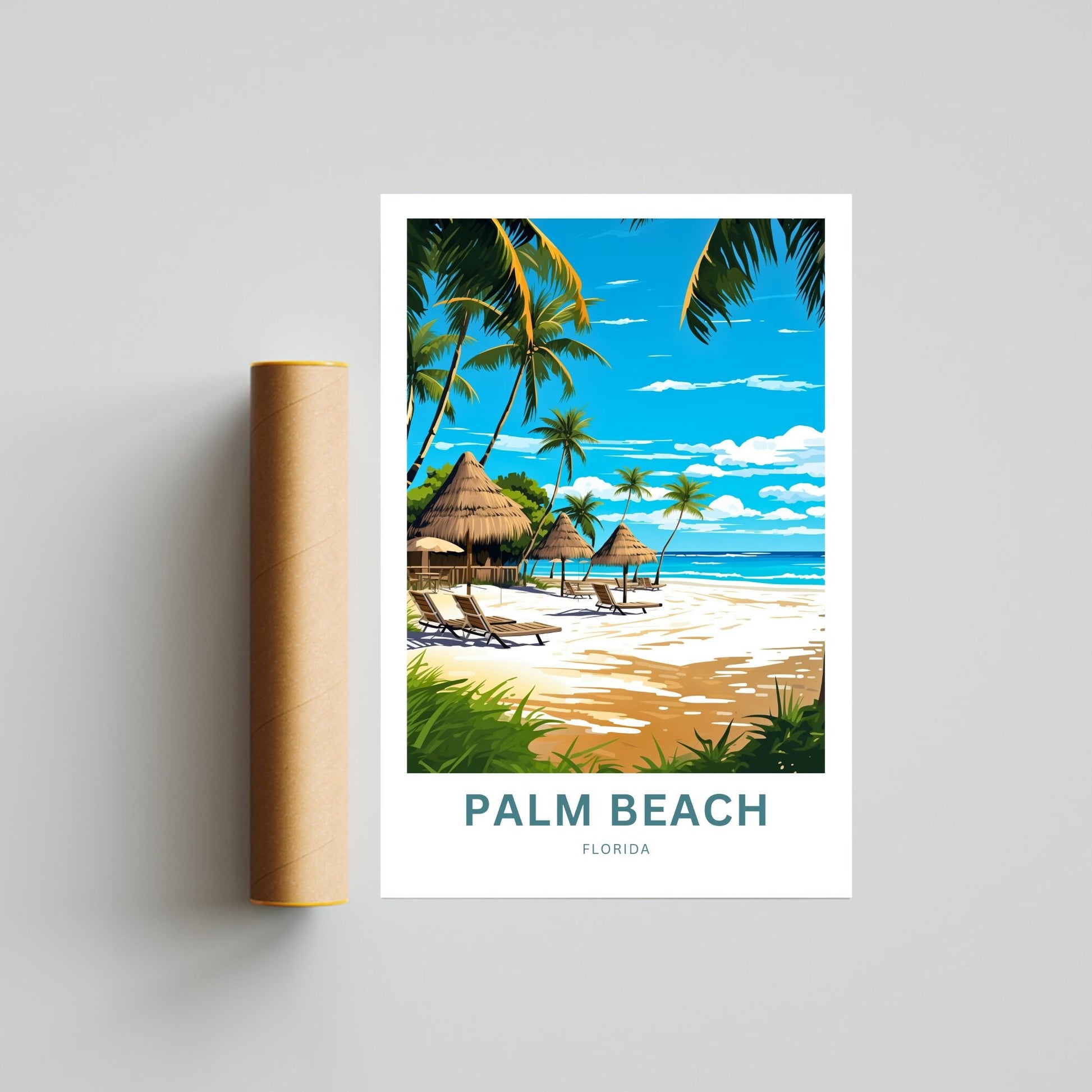 Palm Beach Travel Print - Palm Beach poster, Florida Wall Art, Wall Decor, Framed present, Gift Florida Present - TravelTreasureCo