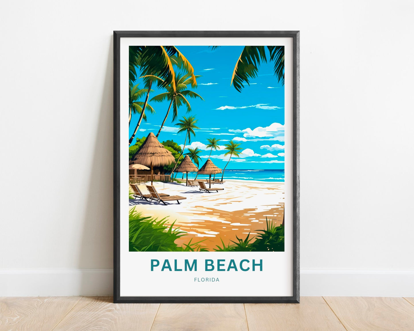 Palm Beach Travel Print - Palm Beach poster, Florida Wall Art, Wall Decor, Framed present, Gift Florida Present - TravelTreasureCo