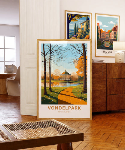 Vondelpark Travel Print - Vondelpark Travel poster, Netherlands Wall Art, Wall Decor, Framed present, Gift Netherlands Present - TravelTreasureCo