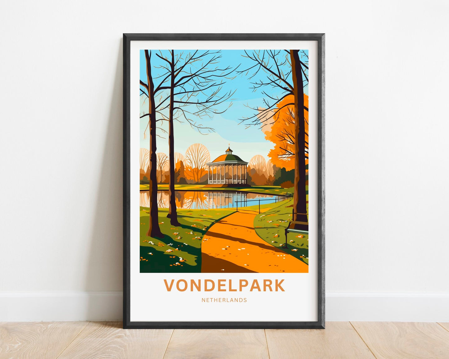 Vondelpark Travel Print - Vondelpark Travel poster, Netherlands Wall Art, Wall Decor, Framed present, Gift Netherlands Present - TravelTreasureCo