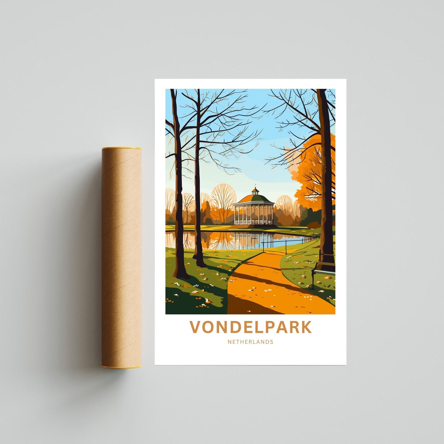 Vondelpark Travel Print - Vondelpark Travel poster, Netherlands Wall Art, Wall Decor, Framed present, Gift Netherlands Present - TravelTreasureCo