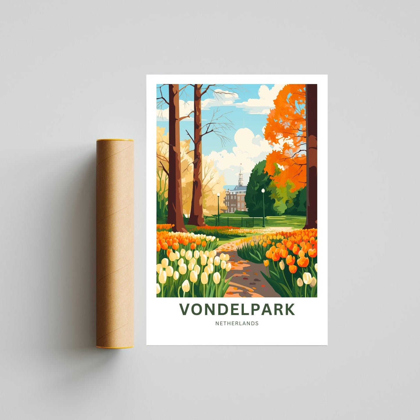 Vondelpark Travel Print - Vondelpark Travel poster, Netherlands Wall Art, Wall Decor, Framed present, Gift Netherlands Present - TravelTreasureCo