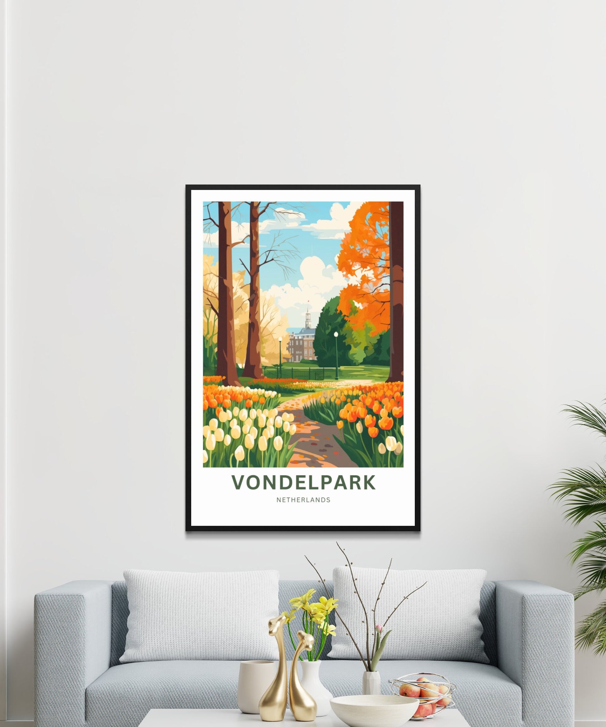 Vondelpark Travel Print - Vondelpark Travel poster, Netherlands Wall Art, Wall Decor, Framed present, Gift Netherlands Present - TravelTreasureCo