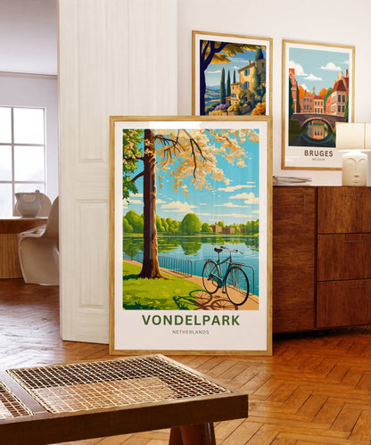 Vondelpark Travel Print - Vondelpark Travel poster, Netherlands Wall Art, Wall Decor, Framed present, Gift Netherlands Present - TravelTreasureCo