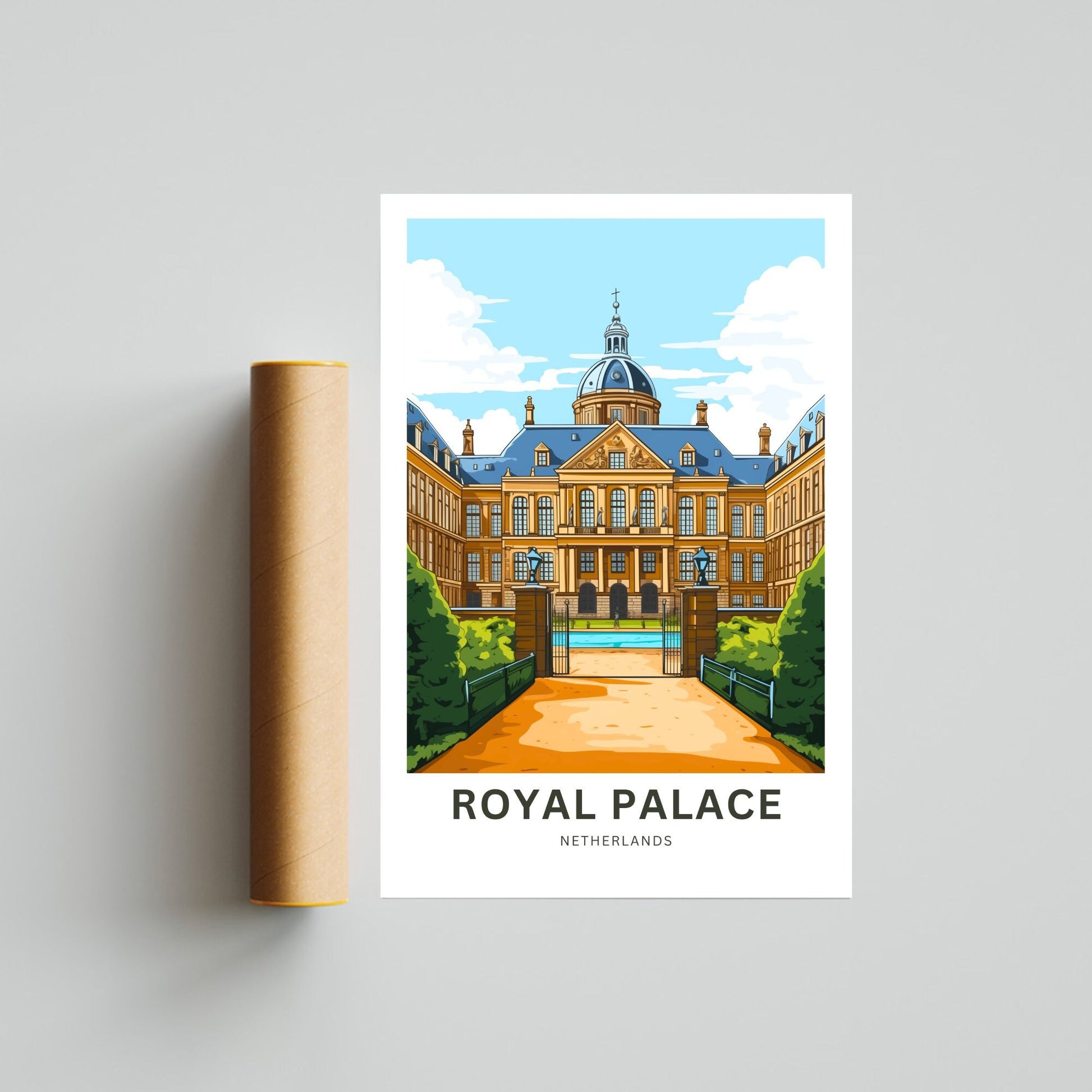 Royal Palace Travel Print - Royal Palace Travel poster, Amsterdam Wall Art, Wall Decor, Framed present, Gift Netherlands Present - TravelTreasureCo