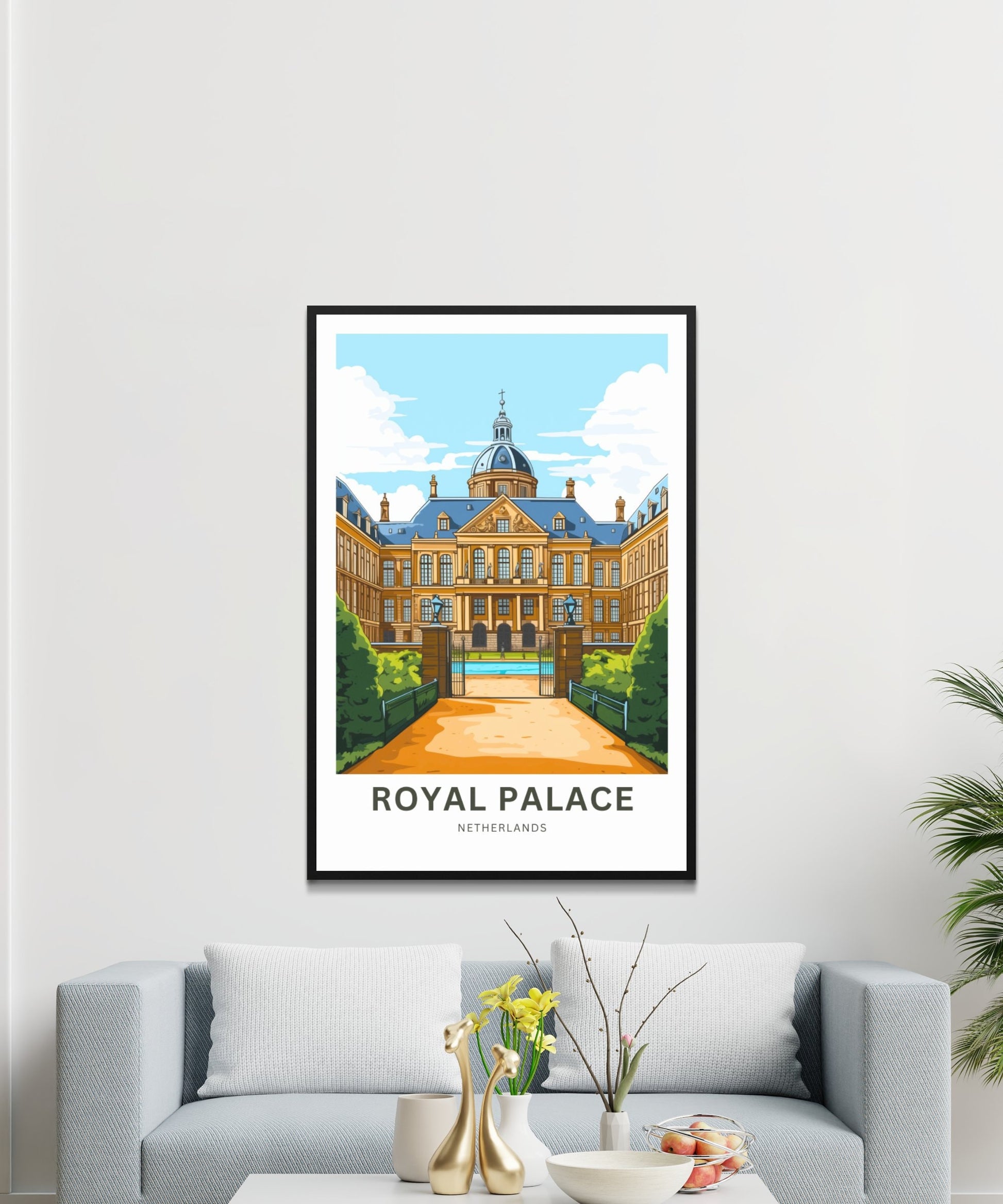 Royal Palace Travel Print - Royal Palace Travel poster, Amsterdam Wall Art, Wall Decor, Framed present, Gift Netherlands Present - TravelTreasureCo