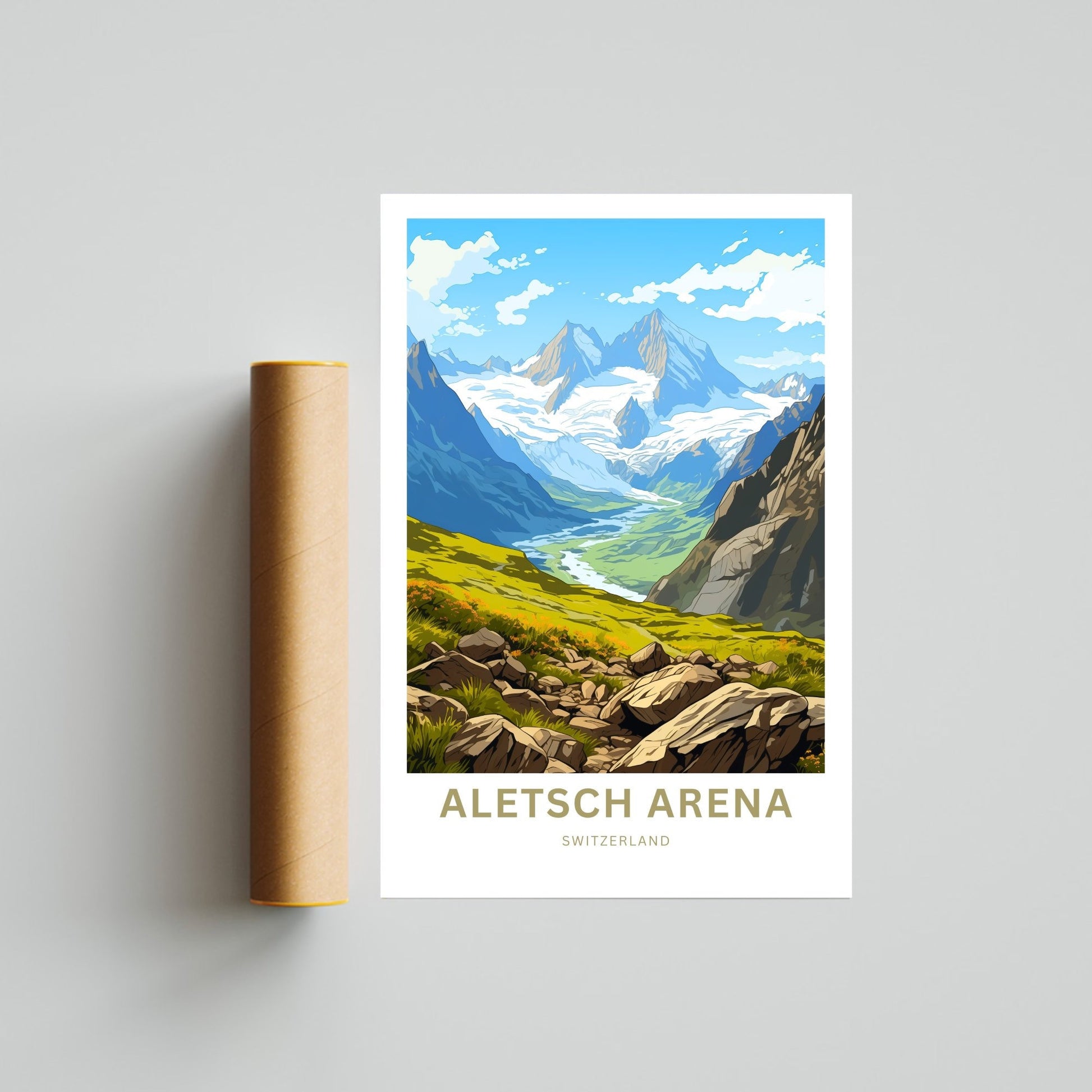 Aletsch Arena Travel Print - Aletsch Arena poster, Switzerland Wall Art, Framed present, Gift Switzerland Present - TravelTreasureCo