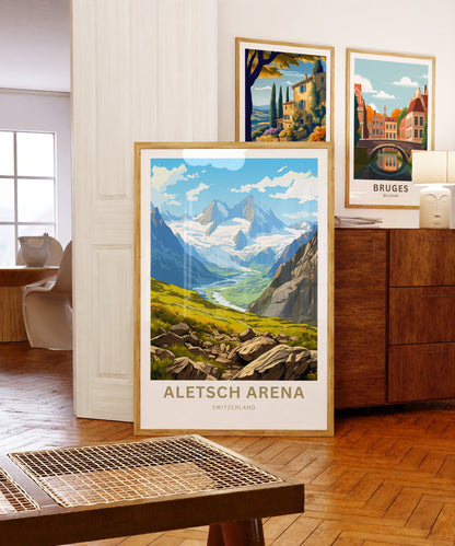 Aletsch Arena Travel Print - Aletsch Arena poster, Switzerland Wall Art, Framed present, Gift Switzerland Present - TravelTreasureCo