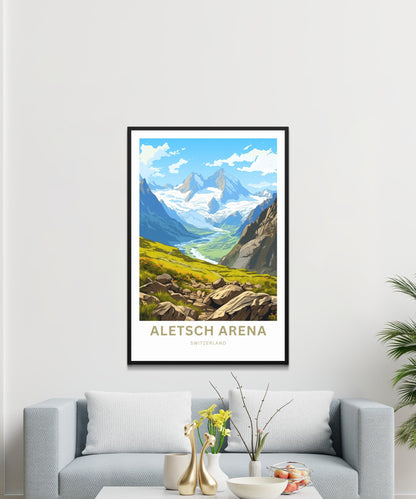 Aletsch Arena Travel Print - Aletsch Arena poster, Switzerland Wall Art, Framed present, Gift Switzerland Present - TravelTreasureCo