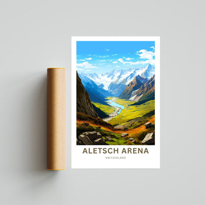 Aletsch Arena Travel Print - Aletsch Arena poster, Switzerland Wall Art, Framed present, Gift Switzerland Present - TravelTreasureCo