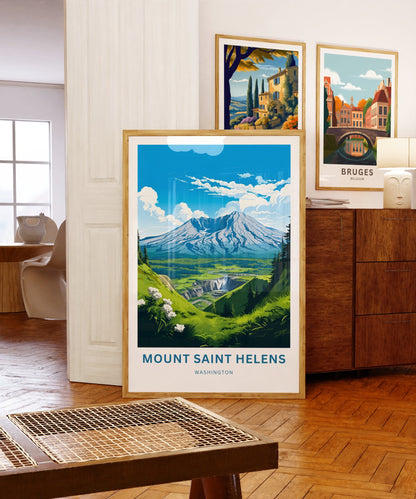 Mount St. Helens Travel Print - Mount Saint Helen poster, Washington Wall Art, Framed present, Gift Washington Present, Customized Your Text - TravelTreasureCo