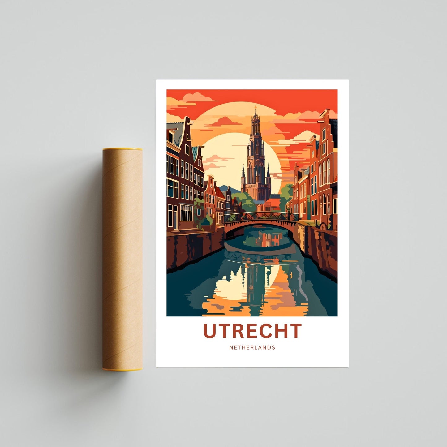 Utrecht Travel Print - Utrecht poster, Netherlands Wall Art, Framed present, Gift Netherlands Present, Customized Your Text - TravelTreasureCo