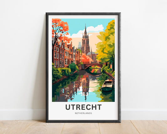 Utrecht Travel Print - Utrecht poster, Netherlands Wall Art, Framed present, Gift Netherlands Present, Customized Your Text - TravelTreasureCo