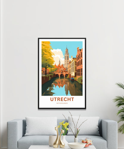 Utrecht Travel Print - Utrecht poster, Netherlands Wall Art, Framed present, Gift Netherlands Present, Customized Your Text - TravelTreasureCo