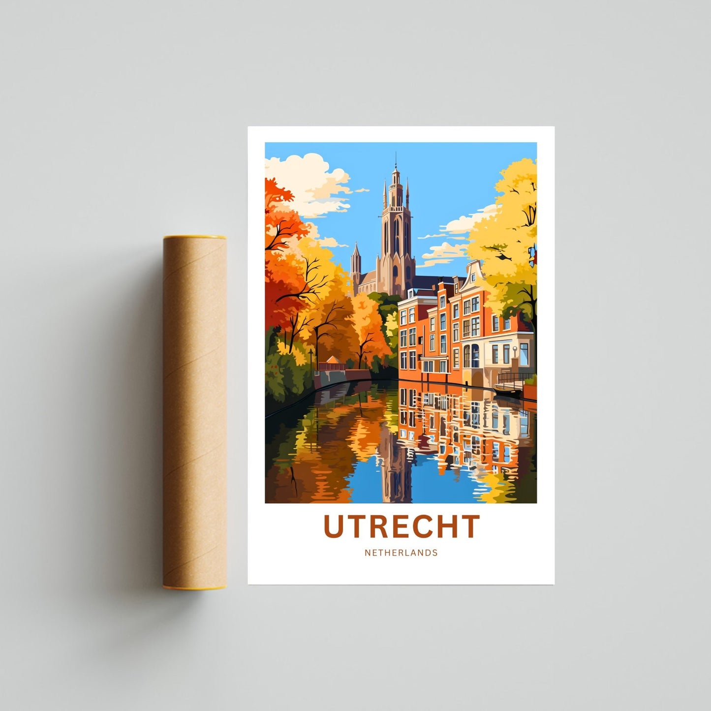 Utrecht Travel Print - Utrecht poster, Netherlands Wall Art, Framed present, Gift Netherlands Present, Customized Your Text - TravelTreasureCo